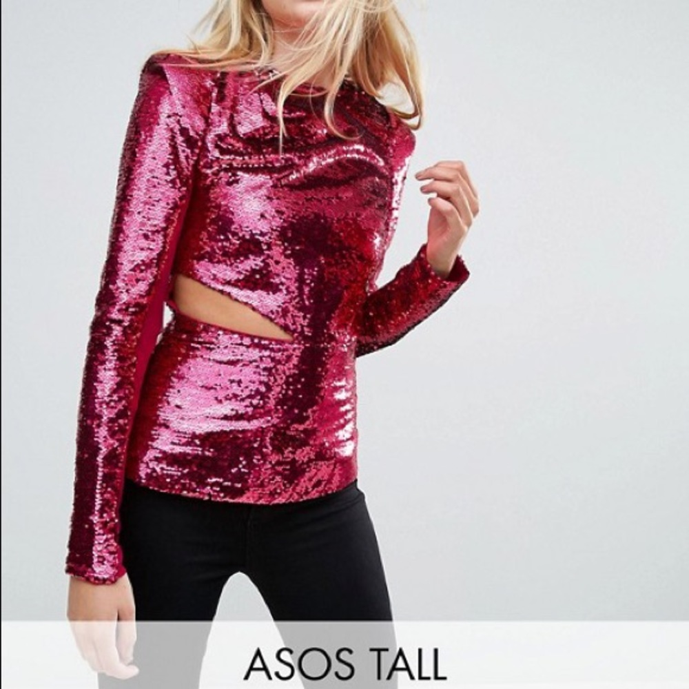 ASOS TALL Ultimate Sequin Top with Cut Out
